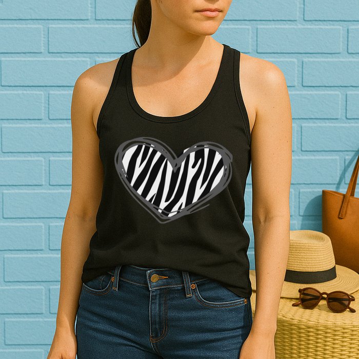 Heart Zebra Print For Zebra Lover Womens Tank Top