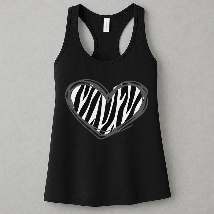 Heart Zebra Print For Zebra Lover Womens Tank Top