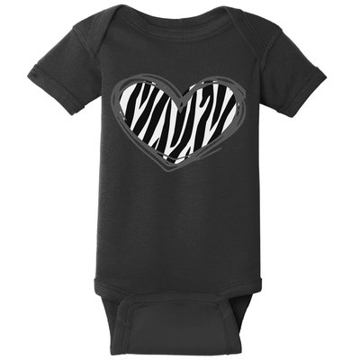 Heart Zebra Print For Zebra Lover Baby Bodysuit