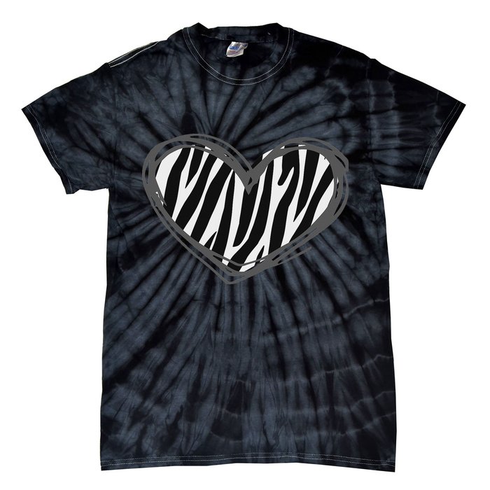 Heart Zebra Print For Zebra Lover Tie-Dye T-Shirt
