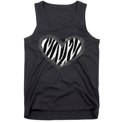 Heart Zebra Print For Zebra Lover Tank Top