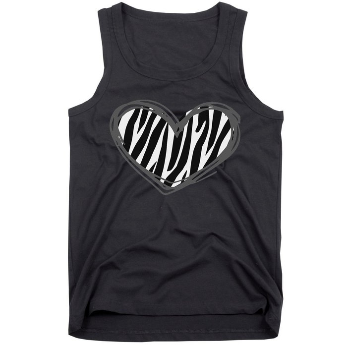 Heart Zebra Print For Zebra Lover Tank Top