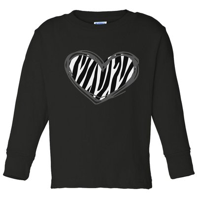 Heart Zebra Print For Zebra Lover Toddler Long Sleeve Shirt