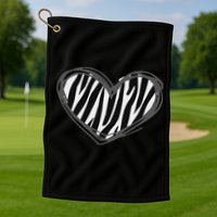 Heart Zebra Print For Zebra Lover Golf Towel