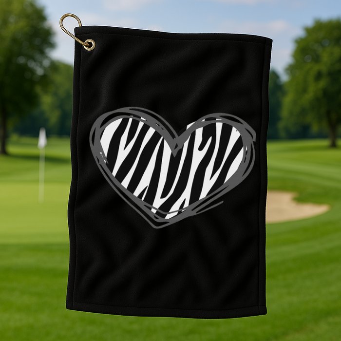 Heart Zebra Print For Zebra Lover Golf Towel