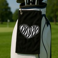 Heart Zebra Print For Zebra Lover Golf Towel