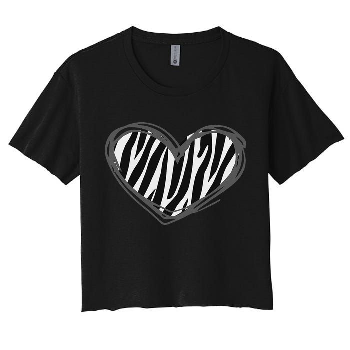 Heart Zebra Print For Zebra Lover Crop Top
