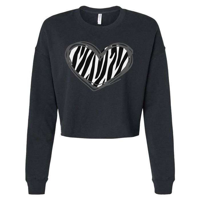 Heart Zebra Print For Zebra Lover Cropped Pullover Crew