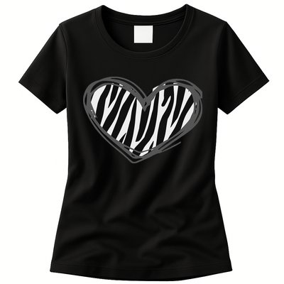 Heart Zebra Print For Zebra Lover Womens T-Shirt