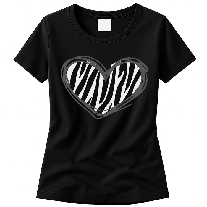 Heart Zebra Print For Zebra Lover Womens T-Shirt