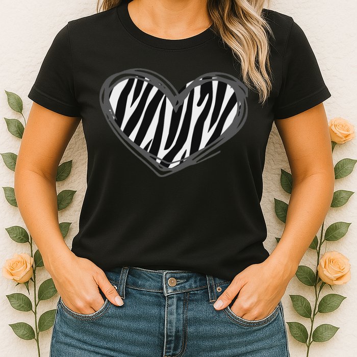 Heart Zebra Print For Zebra Lover Womens T-Shirt
