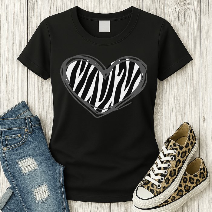 Heart Zebra Print For Zebra Lover Womens T-Shirt