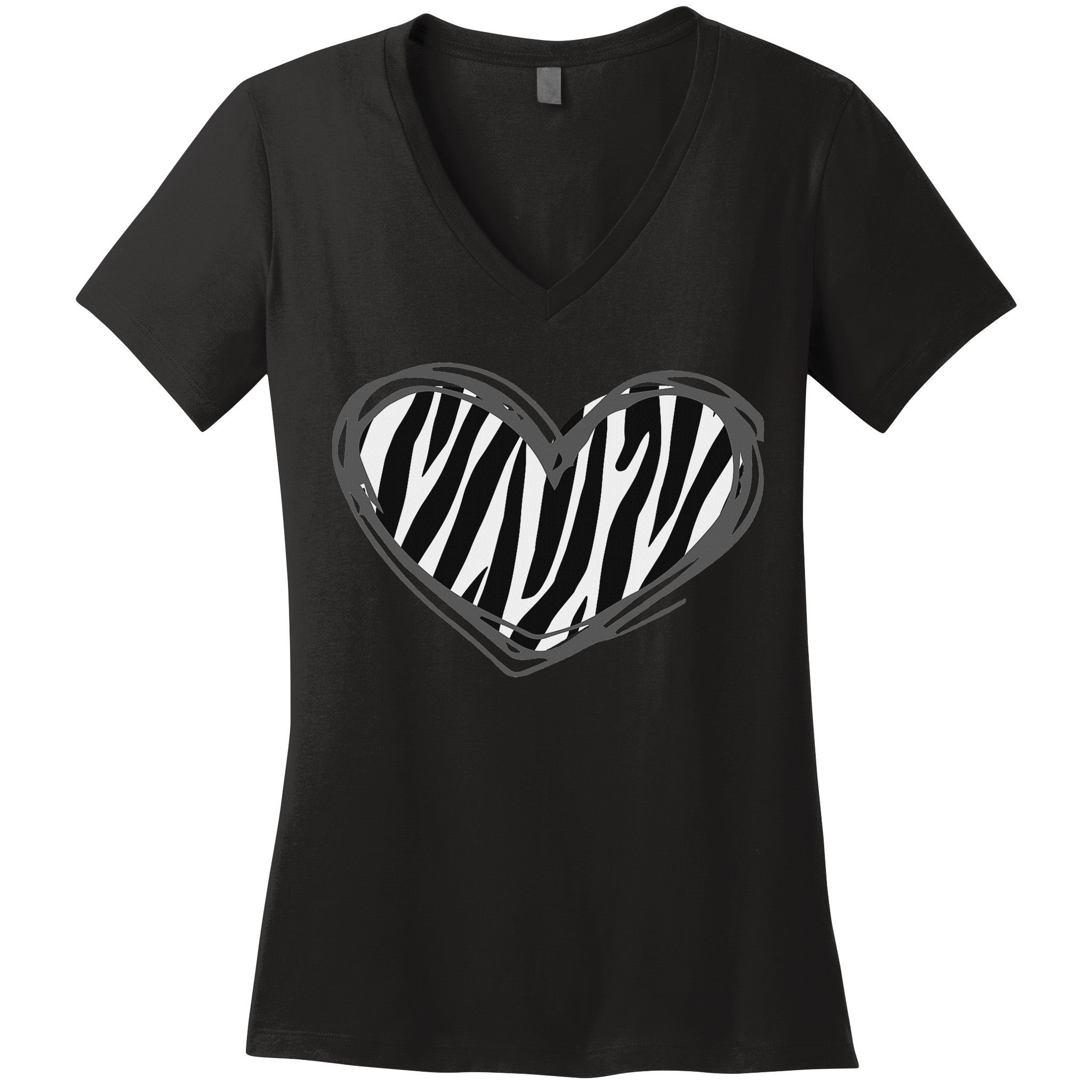 Heart Zebra Print For Zebra Lover Women's V-Neck T-Shirt