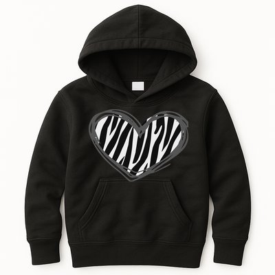 Heart Zebra Print For Zebra Lover Kids Hoodie