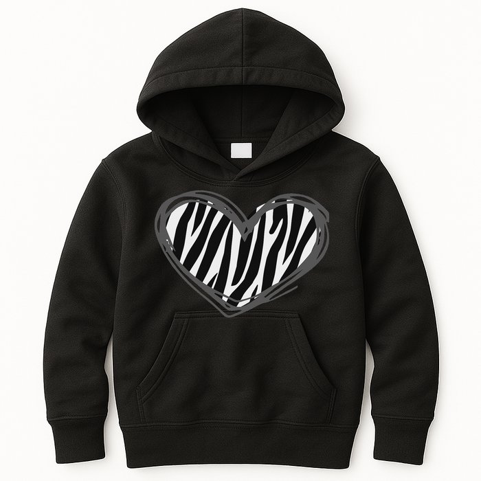 Heart Zebra Print For Zebra Lover Kids Hoodie