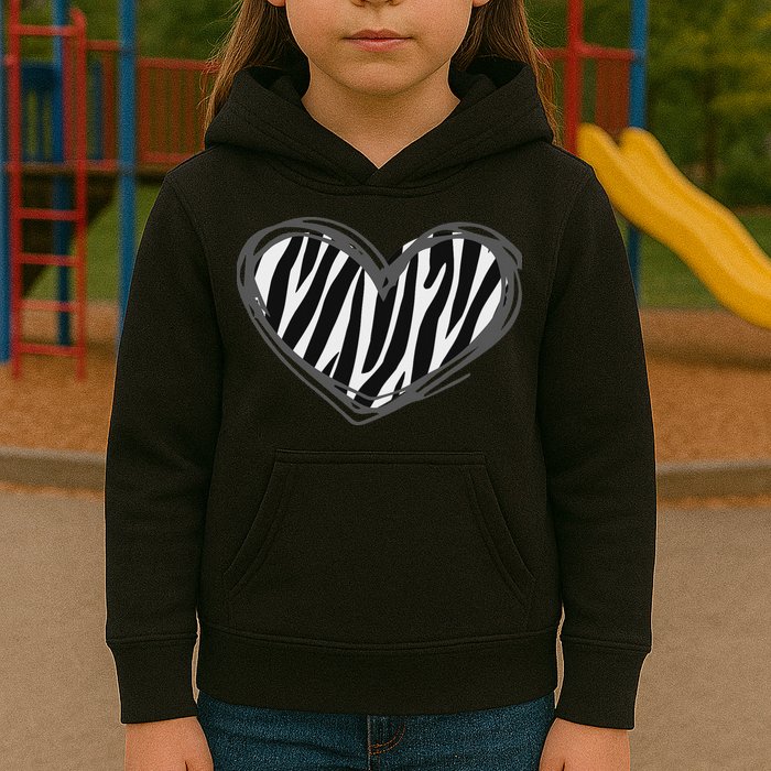 Heart Zebra Print For Zebra Lover Kids Hoodie