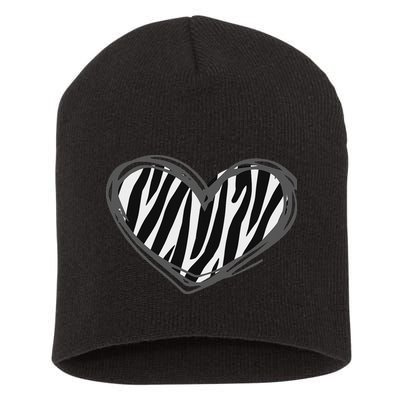 Heart Zebra Print For Zebra Lover Short Acrylic Beanie