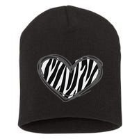 Heart Zebra Print For Zebra Lover Short Acrylic Beanie