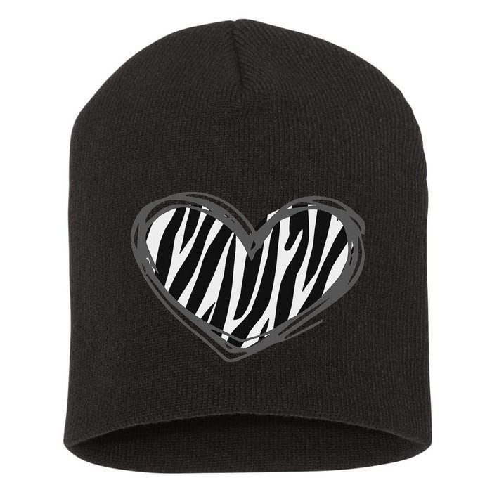 Heart Zebra Print For Zebra Lover Short Acrylic Beanie