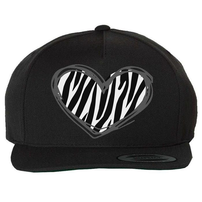 Heart Zebra Print For Zebra Lover Wool Snapback Cap