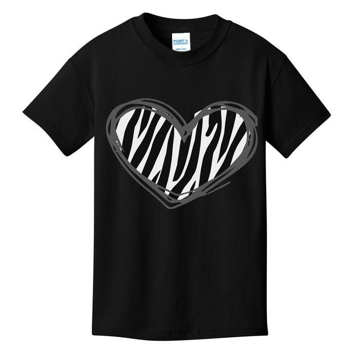 Heart Zebra Print For Zebra Lover Kids T-Shirt