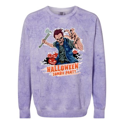 Halloween Zombie Party Pumpkin Patch Zombies Funny Colorblast Crewneck Sweatshirt