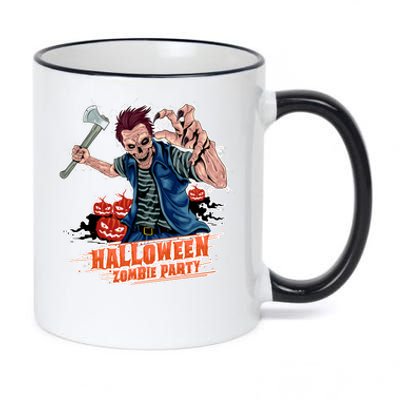 Halloween Zombie Party Pumpkin Patch Zombies Funny 11oz Black Color Changing Mug