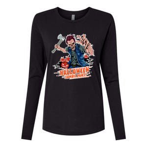 Halloween Zombie Party Pumpkin Patch Zombies Funny Womens Cotton Relaxed Long Sleeve T-Shirt