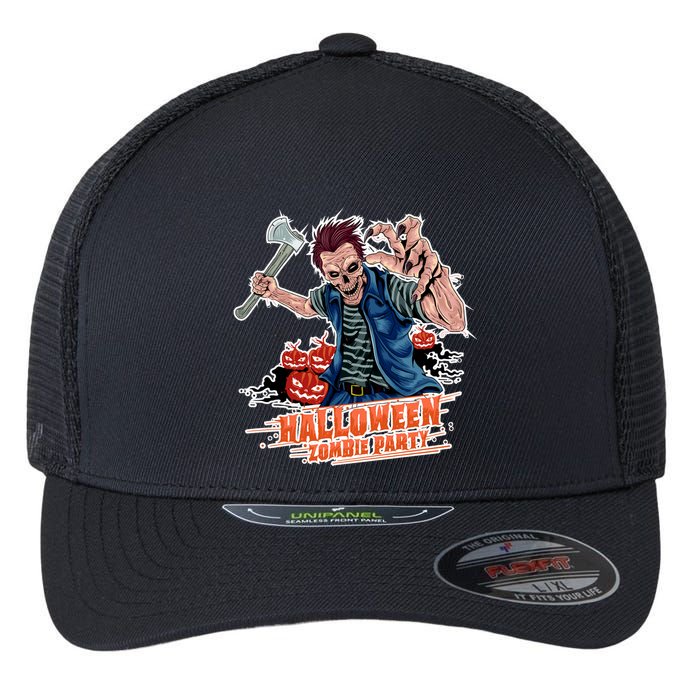 Halloween Zombie Party Pumpkin Patch Zombies Funny Flexfit Unipanel Trucker Cap