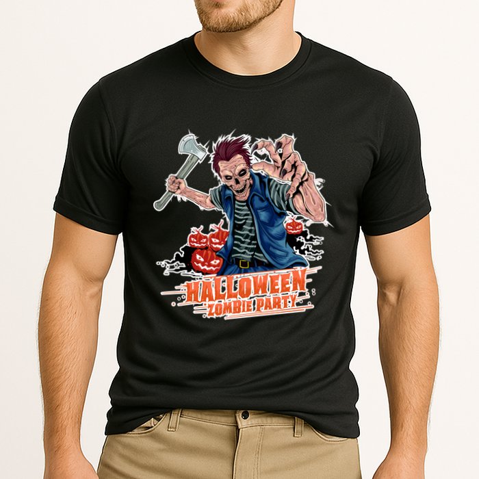 Halloween Zombie Party Pumpkin Patch Zombies Funny Cooling Performance Crew T-Shirt