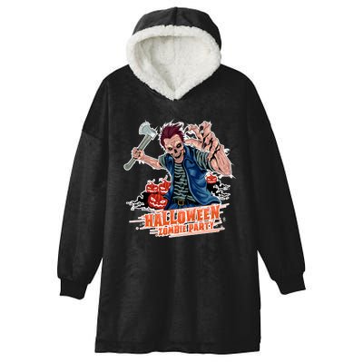 Halloween Zombie Party Pumpkin Patch Zombies Funny Hooded Wearable Blanket