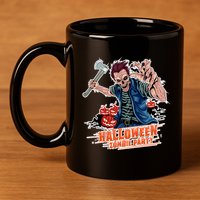Halloween Zombie Party Pumpkin Patch Zombies Funny 11oz C Handle Ceramic Mug