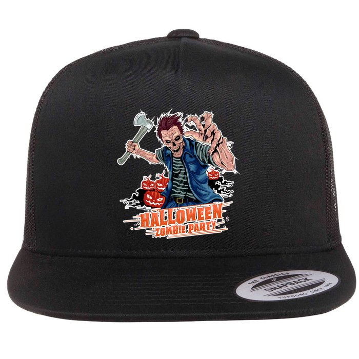 Halloween Zombie Party Pumpkin Patch Zombies Funny Flatbill Hat