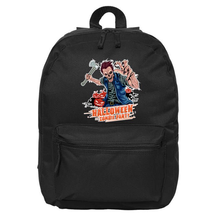 Halloween Zombie Party Pumpkin Patch Zombies Funny 16 in Basic Backpack