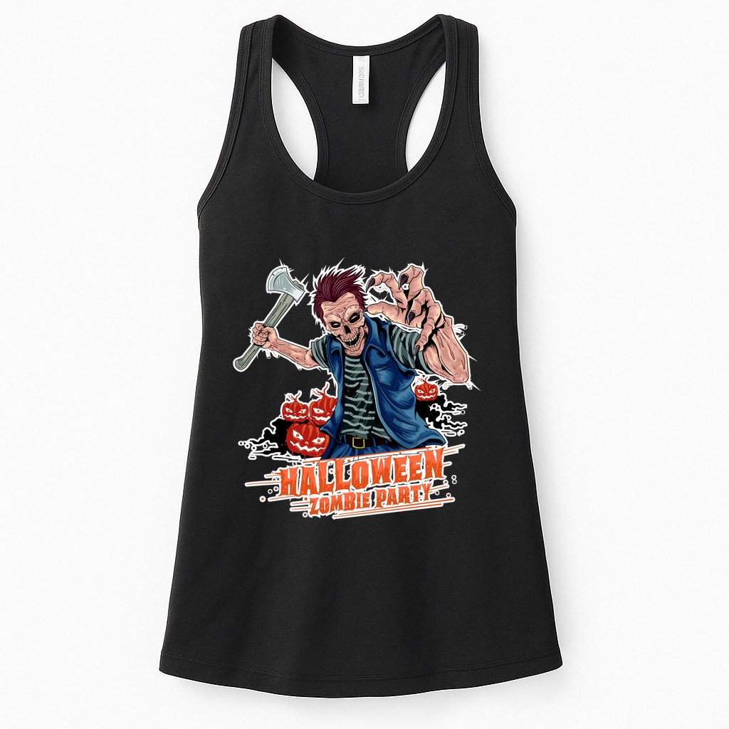 Halloween Zombie Party Pumpkin Patch Zombies Funny Womens Tank Top