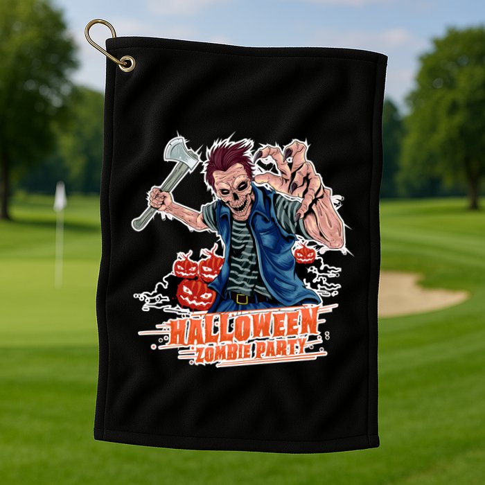 Halloween Zombie Party Pumpkin Patch Zombies Funny Golf Towel