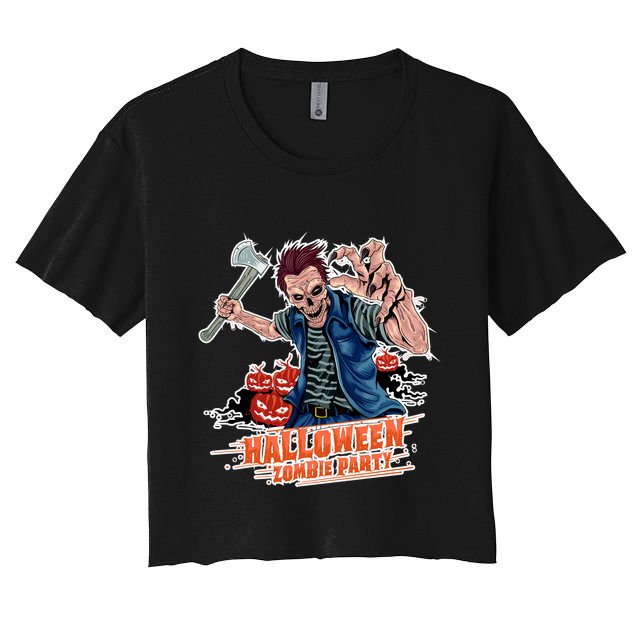 Halloween Zombie Party Pumpkin Patch Zombies Funny Crop Top