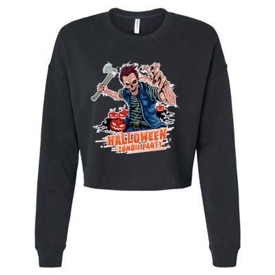 Halloween Zombie Party Pumpkin Patch Zombies Funny Cropped Pullover Crew