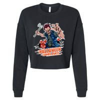 Halloween Zombie Party Pumpkin Patch Zombies Funny Cropped Pullover Crew