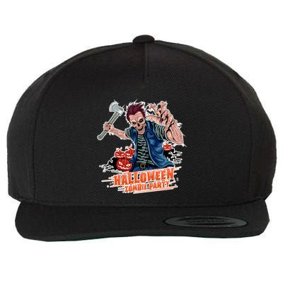 Halloween Zombie Party Pumpkin Patch Zombies Funny Wool Snapback Cap