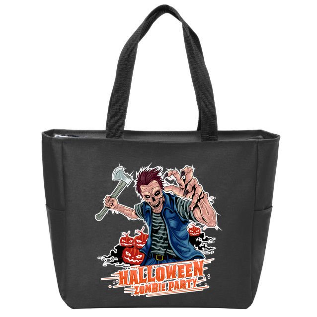 Halloween Zombie Party Pumpkin Patch Zombies Funny Zip Tote Bag