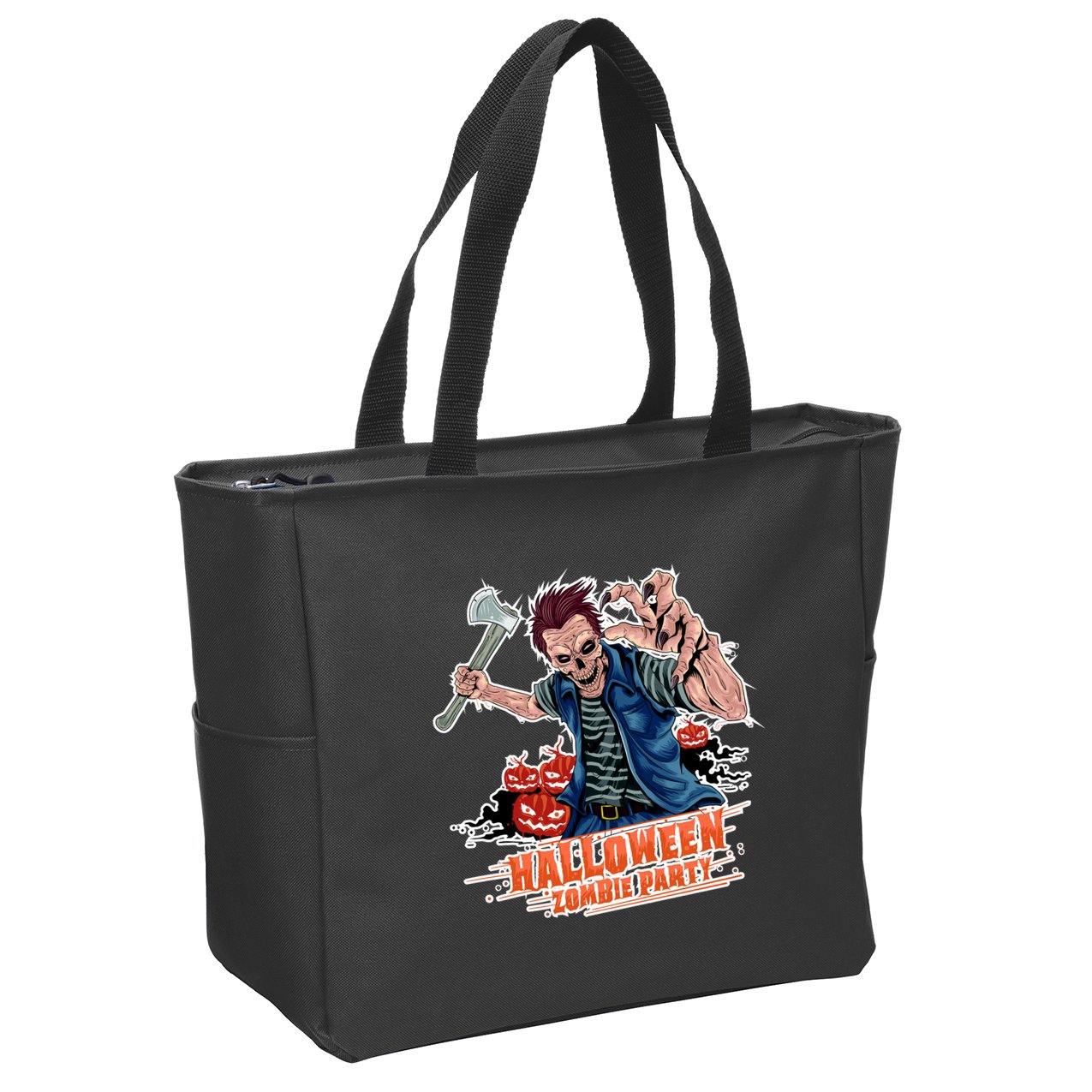 Halloween Zombie Party Pumpkin Patch Zombies Funny Zip Tote Bag