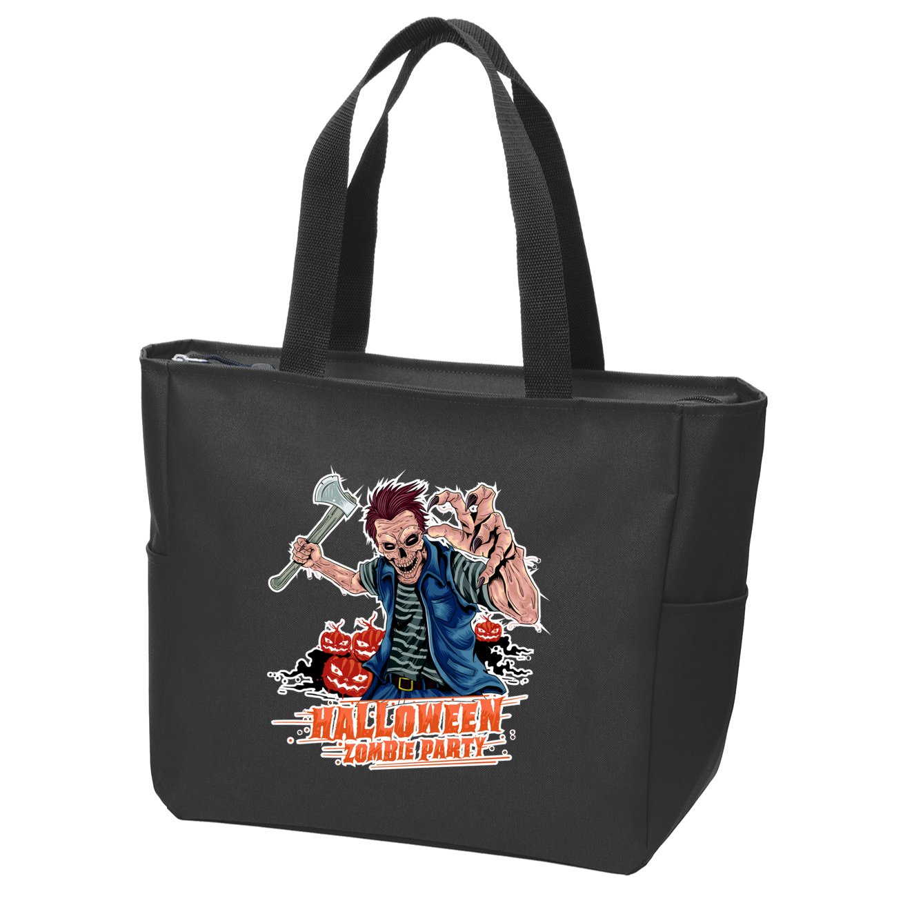 Halloween Zombie Party Pumpkin Patch Zombies Funny Zip Tote Bag