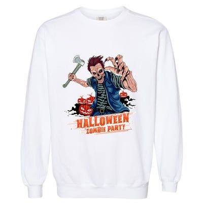 Halloween Zombie Party Pumpkin Patch Zombies Funny Garment-Dyed Sweatshirt