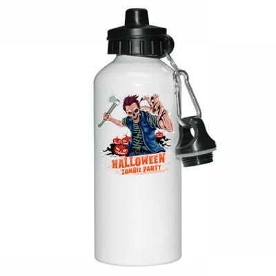 Halloween Zombie Party Pumpkin Patch Zombies Funny Aluminum Water Bottle 