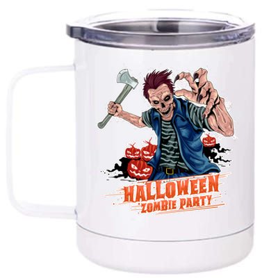 Halloween Zombie Party Pumpkin Patch Zombies Funny 12 oz Stainless Steel Tumbler Cup