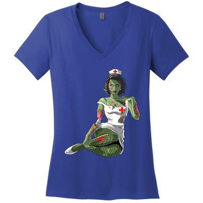 Halloween Zombie Pin Up Nurse Lady Gift Women's V-Neck T-Shirt