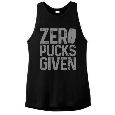 Hockey Zero Pucks Given Funny Hockey Player Goalie Ladies PosiCharge Tri-Blend Wicking Tank