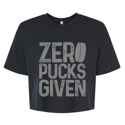 Hockey Zero Pucks Given Funny Hockey Player Goalie Bella+Canvas Jersey Crop Tee