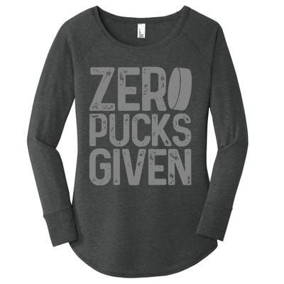 Hockey Zero Pucks Given Funny Hockey Player Goalie Women's Perfect Tri Tunic Long Sleeve Shirt